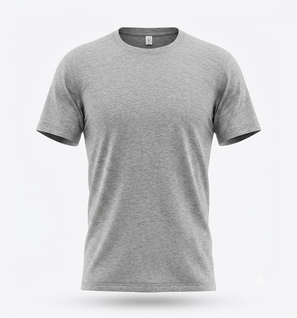 Bisiklet Yaka T-Shirt - Açık Gri Melanj