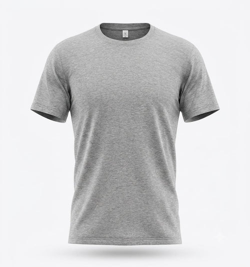 Bisiklet Yaka T-Shirt - Açık Gri Melanj