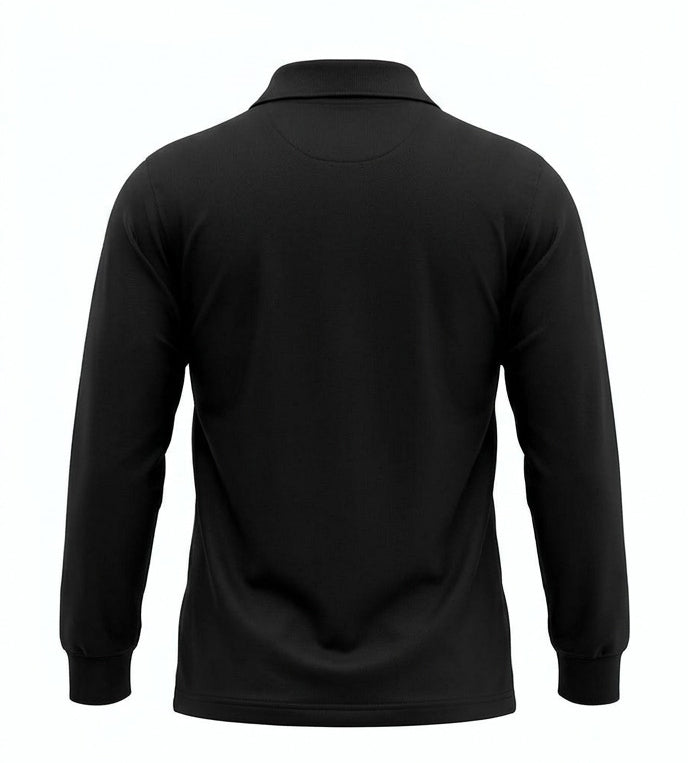 Uzun Kollu Polo Yaka Sweatshirt - Siyah