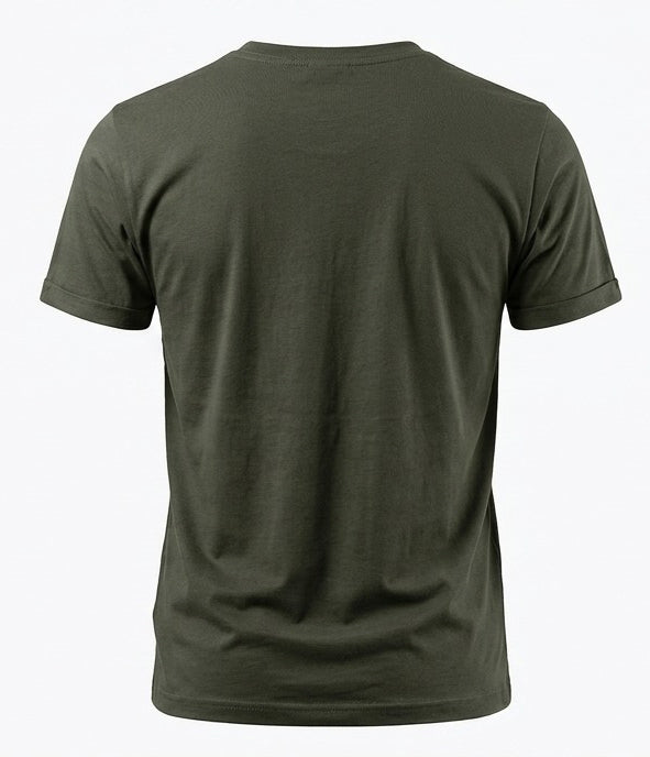 Bisiklet Yaka T-Shirt - Haki (Katlı Kol)