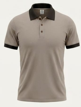 Çift Renk Polo Yaka T-Shirt - Bej / Siyah