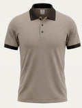 Çift Renk Polo Yaka T-Shirt - Bej / Siyah